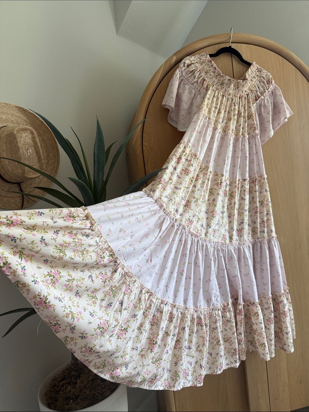 River Island Pink Floral Midi Tiered Dress - Picture 3 of 4